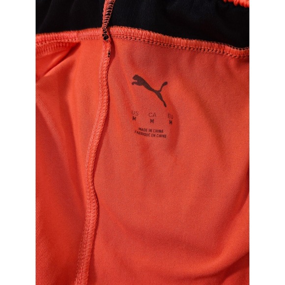 Puma Men's Athletic Shorts Orange Black Logo Size Medium Gym Workout Running - Picture 3 of 6